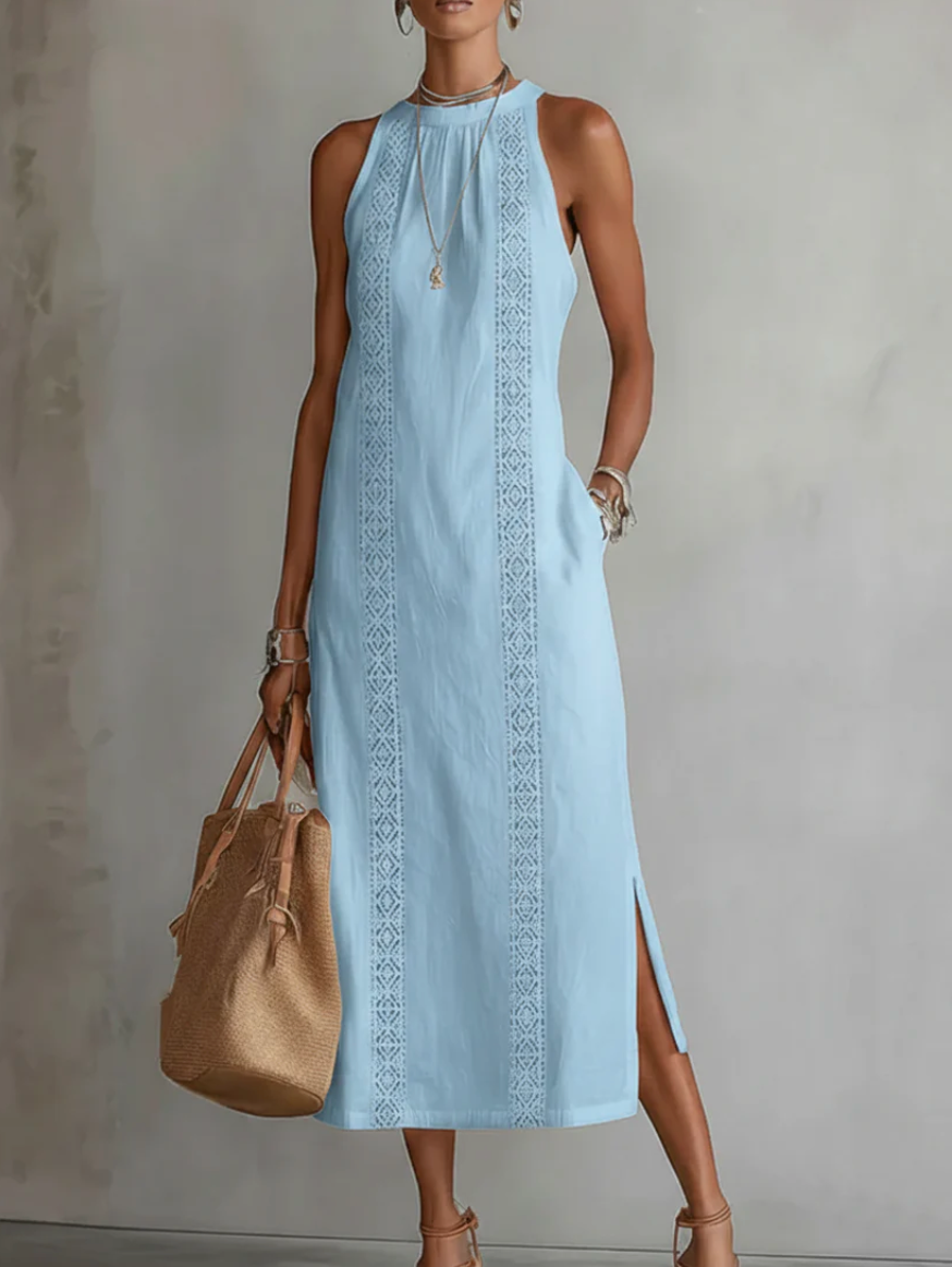 Jimena | Vestido playero con cuello minimalista