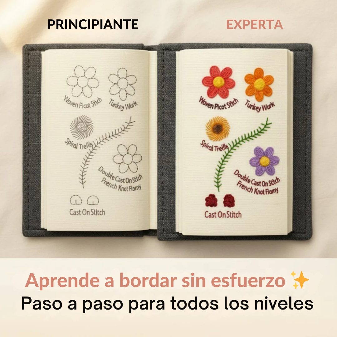 Libro de Bordado Antiestrés: Kit Completo con + 60  Diseños