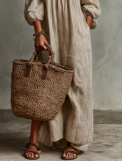 Carmen | Vestido de lino y algodón con hombros descubiertos