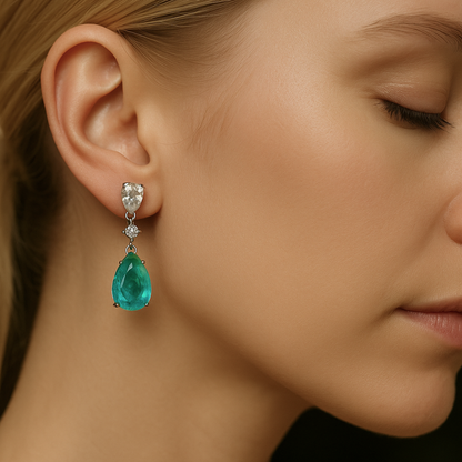 Aros Gotas del Edén Moissanitas y Jade