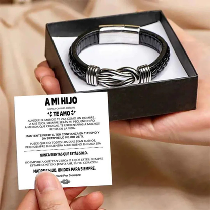A MI HIJO | SIEMPRE UNIDOS | PULSERA DE CUERO