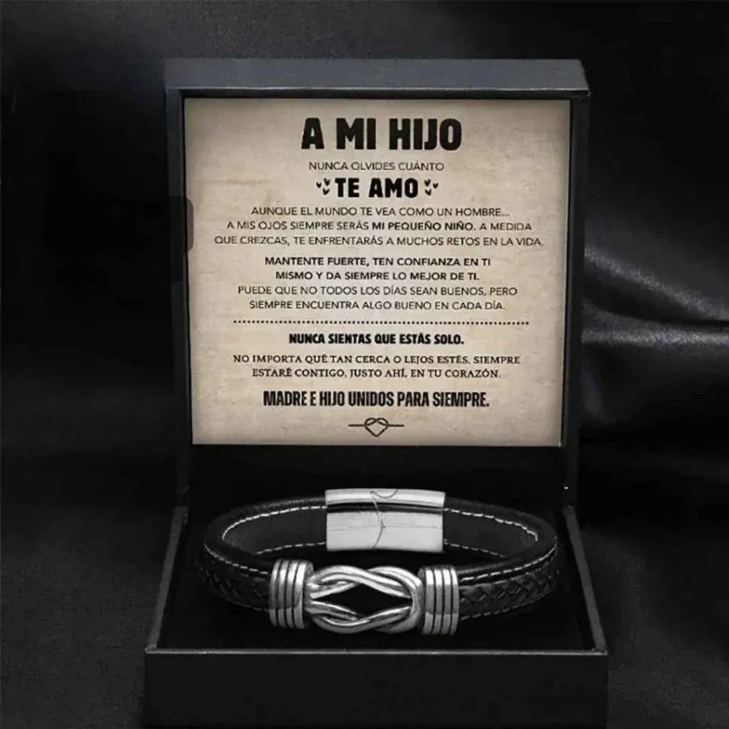 A MI HIJO | SIEMPRE UNIDOS | PULSERA DE CUERO