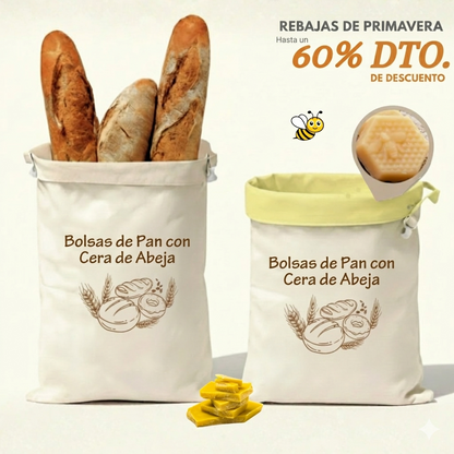 Bolsas de pan premium 100% algodón y cera de abeja