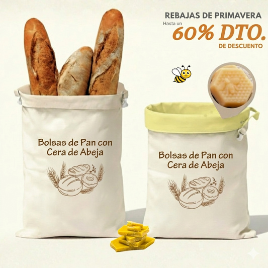 Bolsas de pan premium 100% algodón y cera de abeja