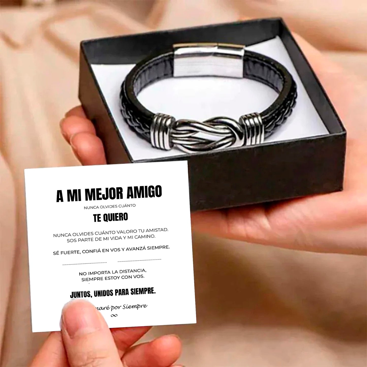 A MI MEJOR AMIGO | SIEMPRE UNIDOS | PULSERA DE CUERO