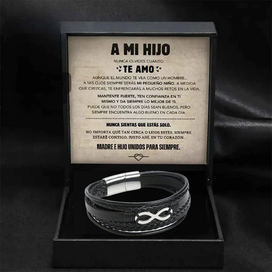 A MI HIJO | SIEMPRE UNIDOS | PULSERA DE CUERO.