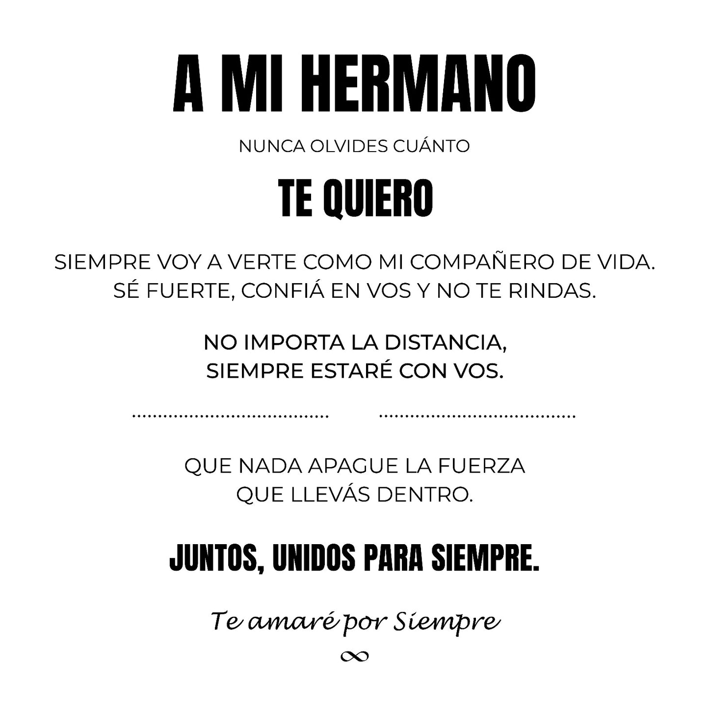 A MI HERMANO | SIEMPRE UNIDOS | PULSERA DE CUERO