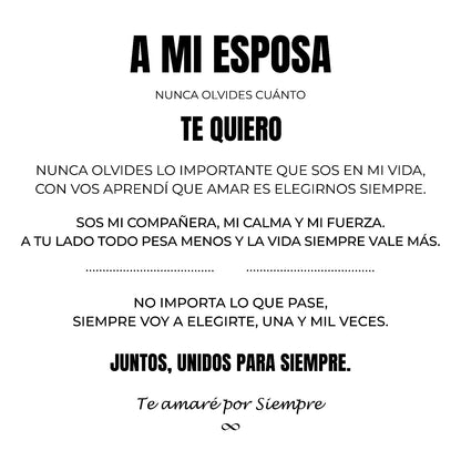 A MI ESPOSA | SIEMPRE UNIDAS | PULSERA CORAZON