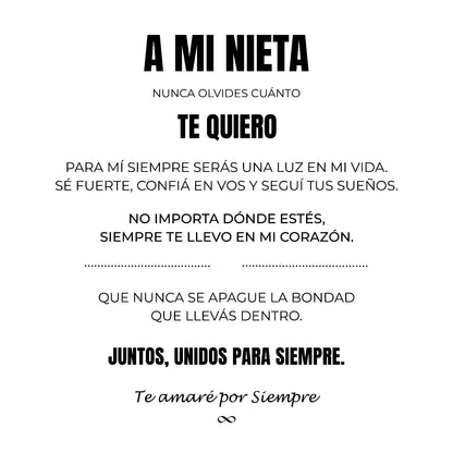 A MI NIETA | SIEMPRE UNIDAS | PULSERA CORAZON