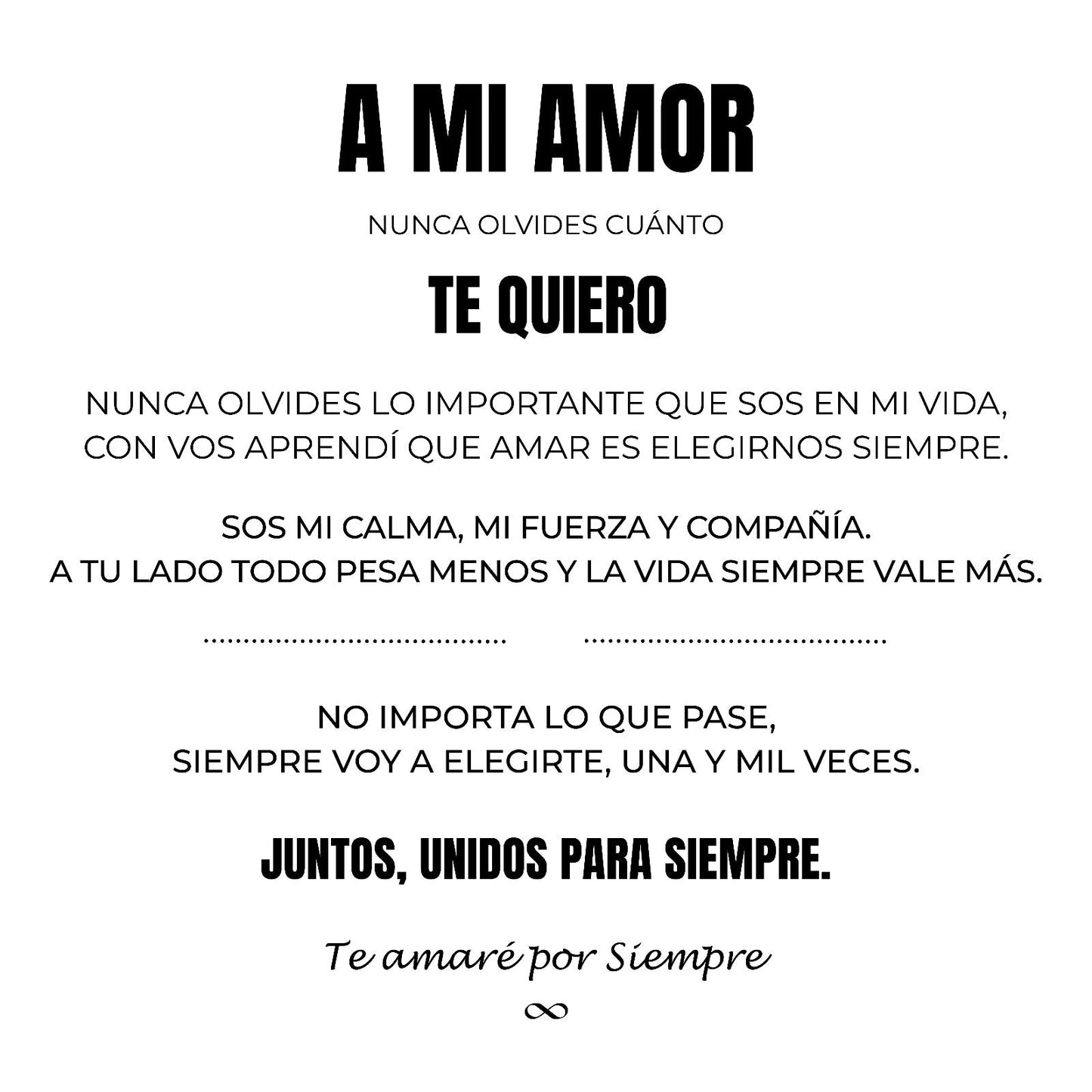 A MI AMOR | SIEMPRE UNIDOS | PULSERA CORAZON (mujer)