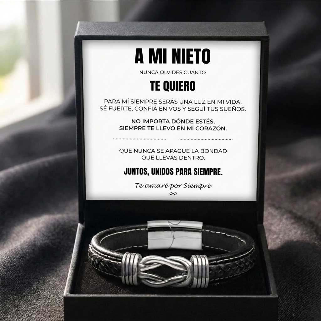 A Mi Nieto | Siempre Unidos | Pulsera de Cuero