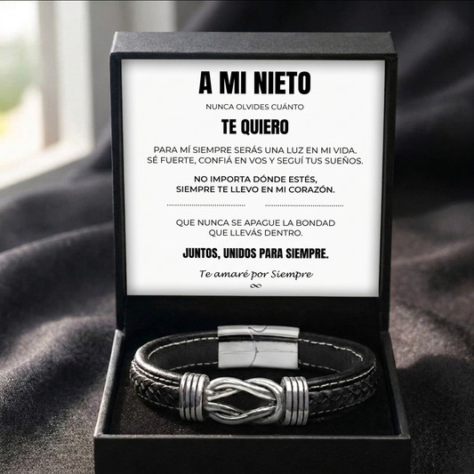 A Mi Nieto | Siempre Unidos | Pulsera de Cuero
