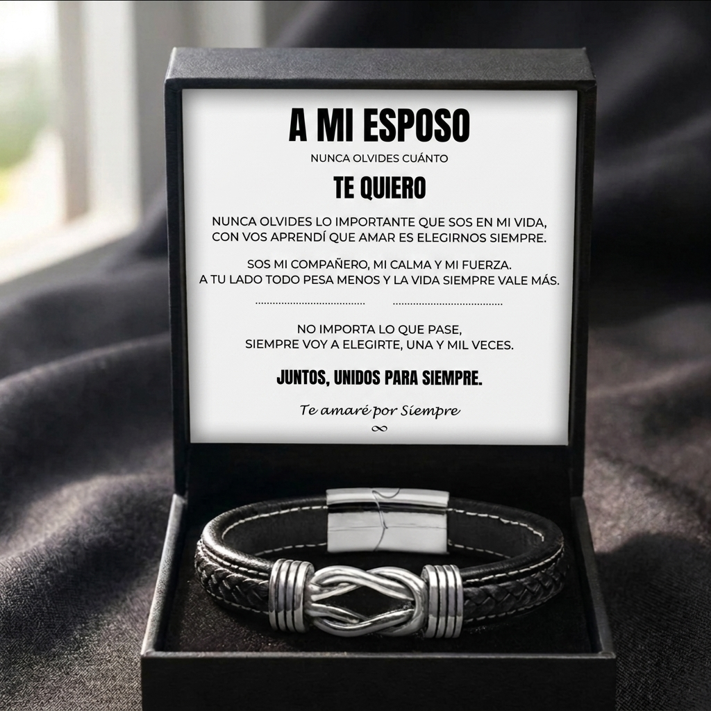 A Mi Esposo | Siempre Unidos | Pulsera de Cuero