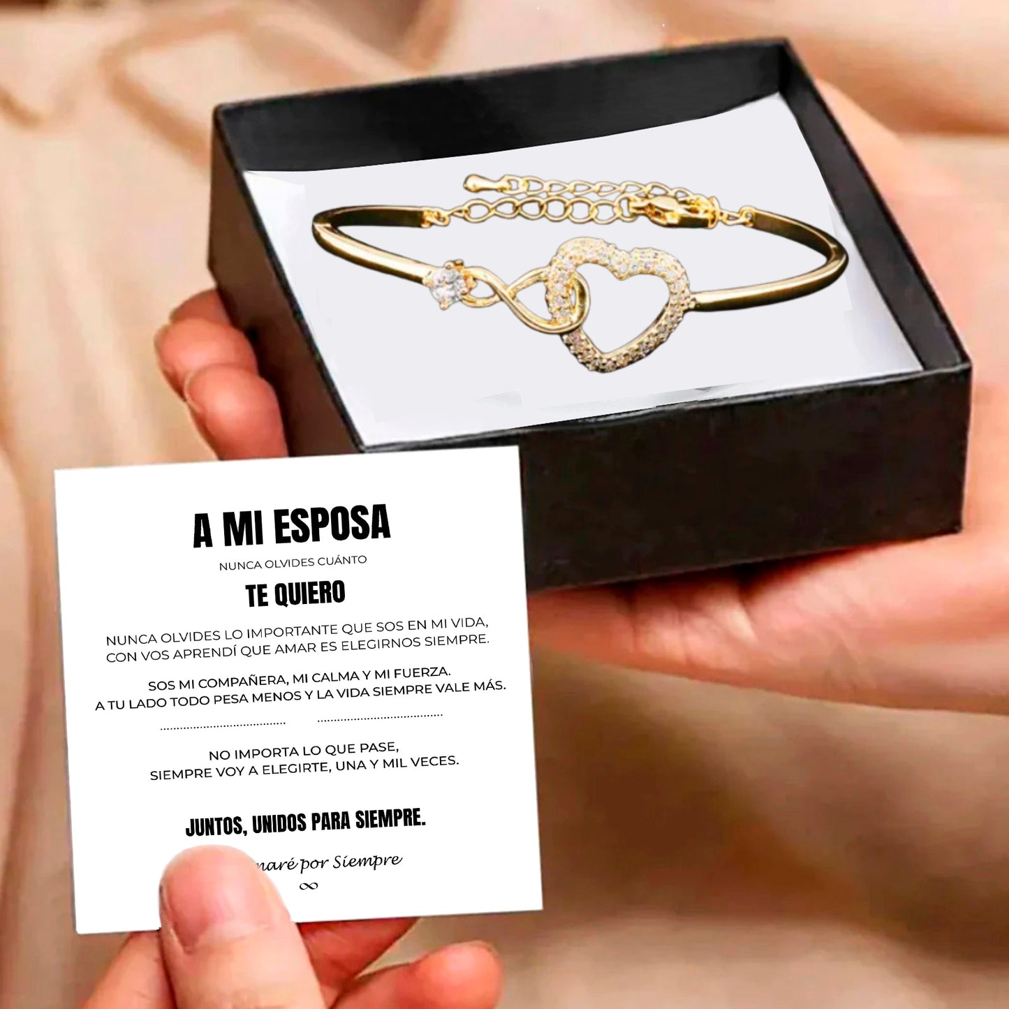 A MI ESPOSA | SIEMPRE UNIDAS | PULSERA CORAZON