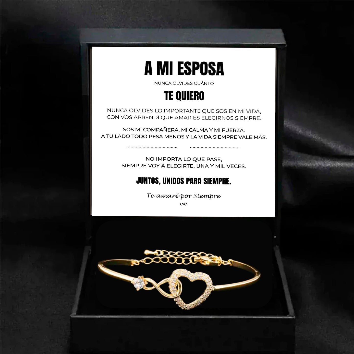 A MI ESPOSA | SIEMPRE UNIDAS | PULSERA CORAZON