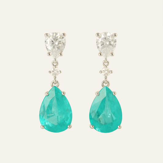Aros Gotas del Edén Moissanitas y Jade
