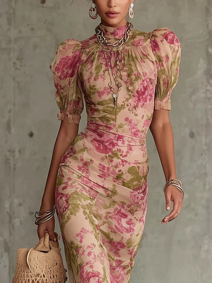 Fiora | Vestido largo con estampado vintage de rosas