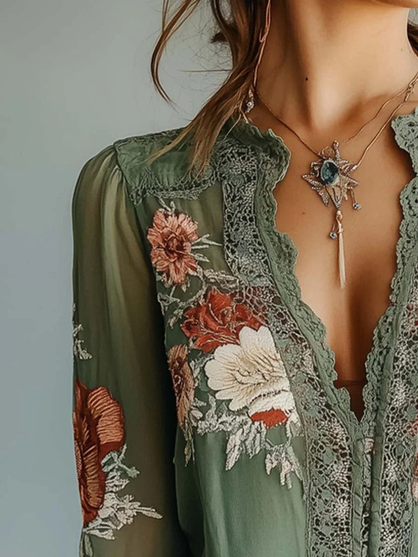 Mariola | Blusa Elegante Encaje Floral
