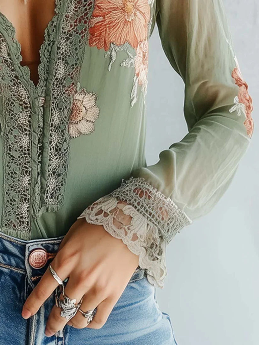 Mariola | Blusa Elegante Encaje Floral
