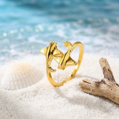Anillo Mantarraya Dorada ( Ajustable )