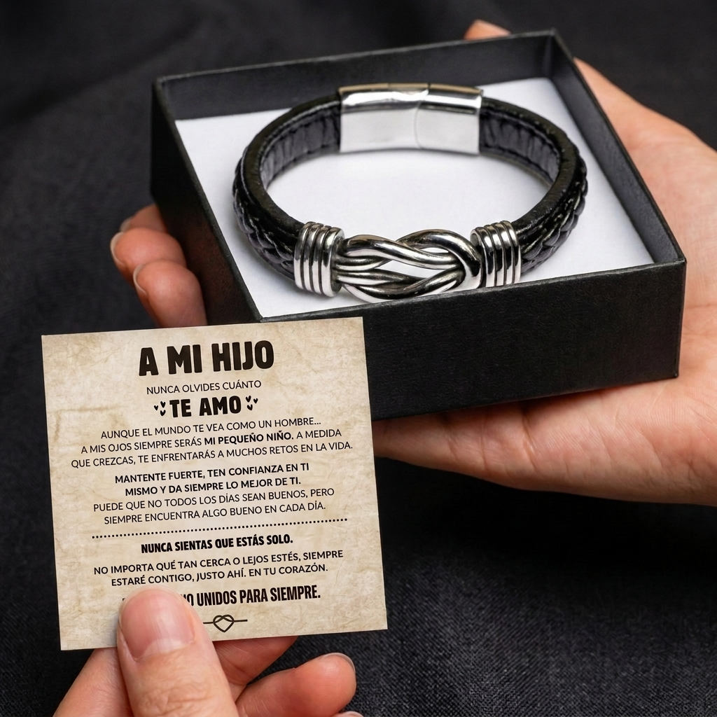 A Mi Hijo | Siempre Unidos | Pulsera de Cuero
