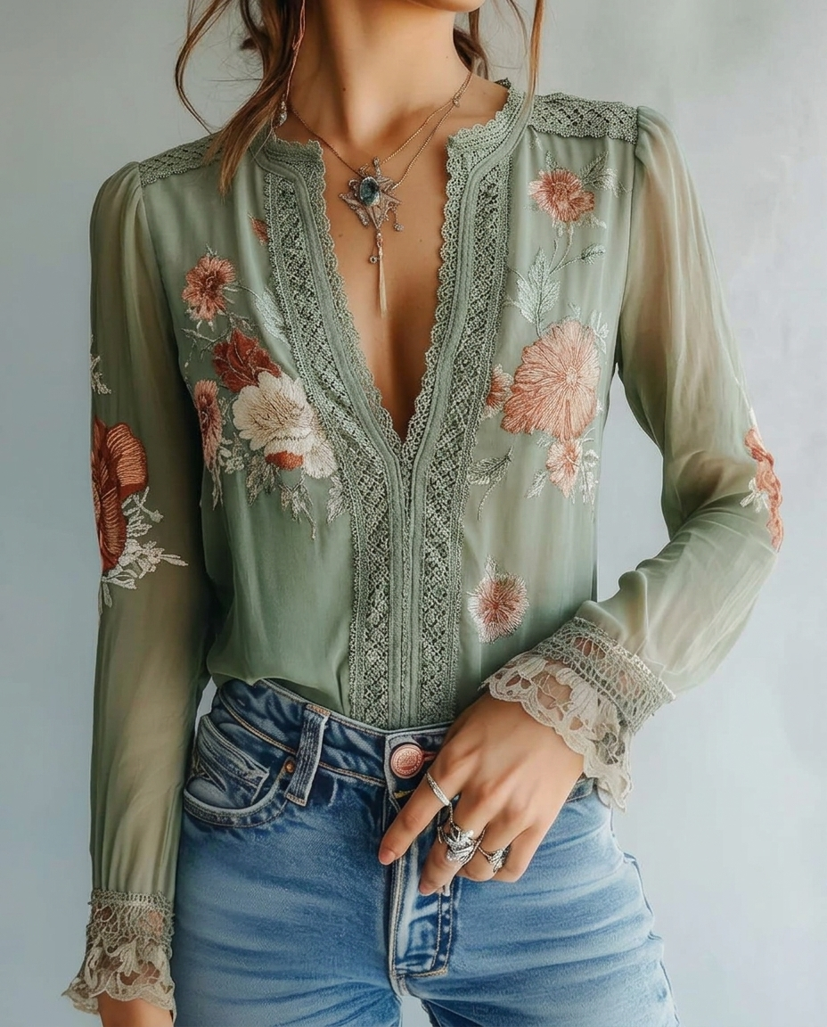Mariola | Blusa Elegante Encaje Floral