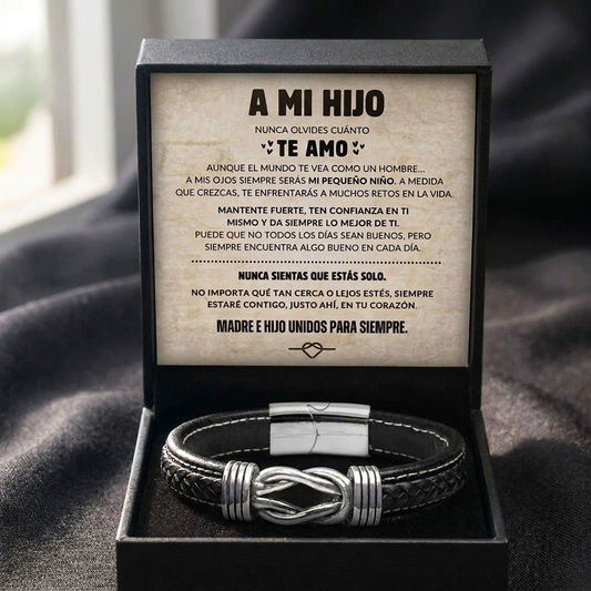 A Mi Hijo | Siempre Unidos | Pulsera de Cuero