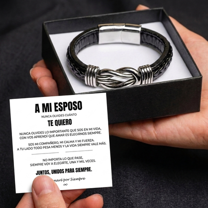 A Mi Esposo | Siempre Unidos | Pulsera de Cuero
